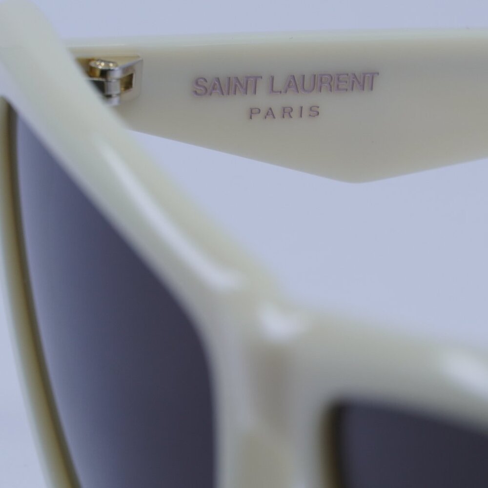 Saint Laurent SL M103 007 Sunglasses Ivory Cat Eye Frame, Black Lenses - Picture 8 of 12